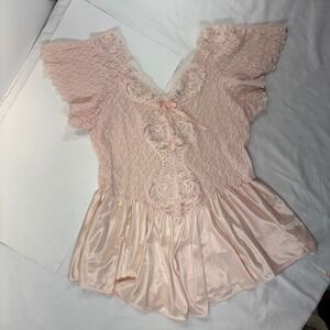 Vintage 80's Cliche Pink Lace Babydoll XL (Fits like S/M) Mervyns College Shop